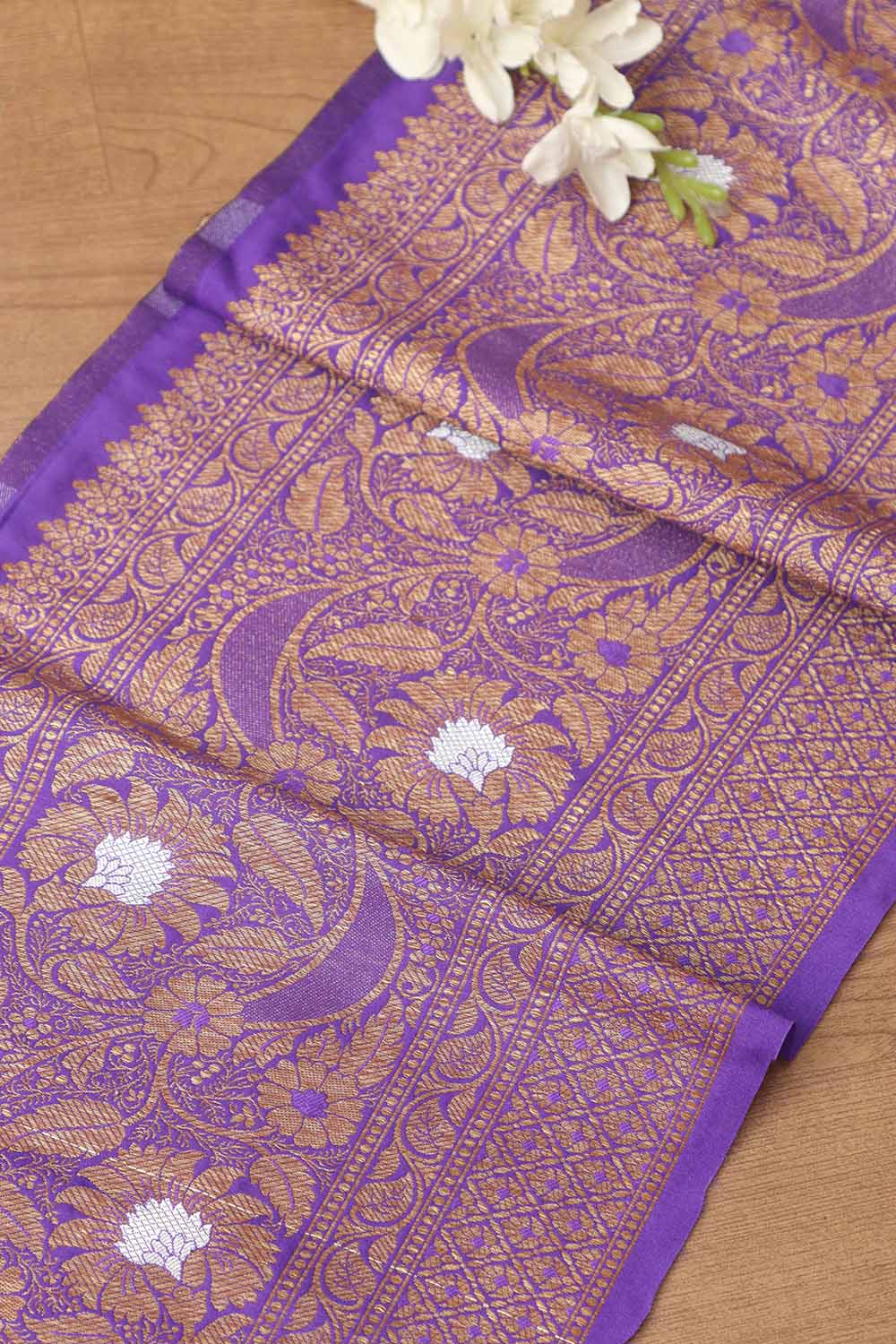 Beautiful Purple Banarasi Silk Lace ( 1 Mtr ) - Luxurion World