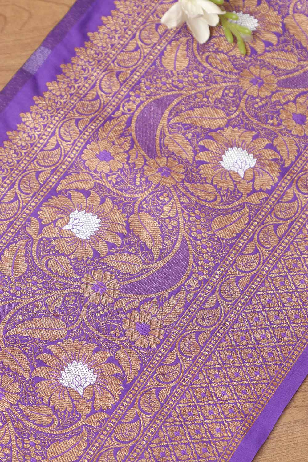 Beautiful Purple Banarasi Silk Lace ( 1 Mtr ) - Luxurion World