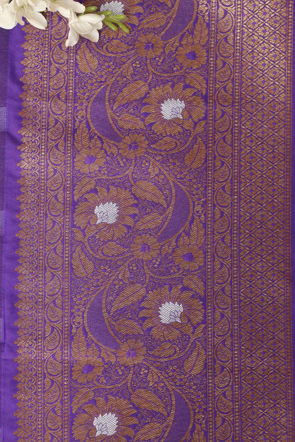 Beautiful Purple Banarasi Silk Lace ( 1 Mtr ) - Luxurion World