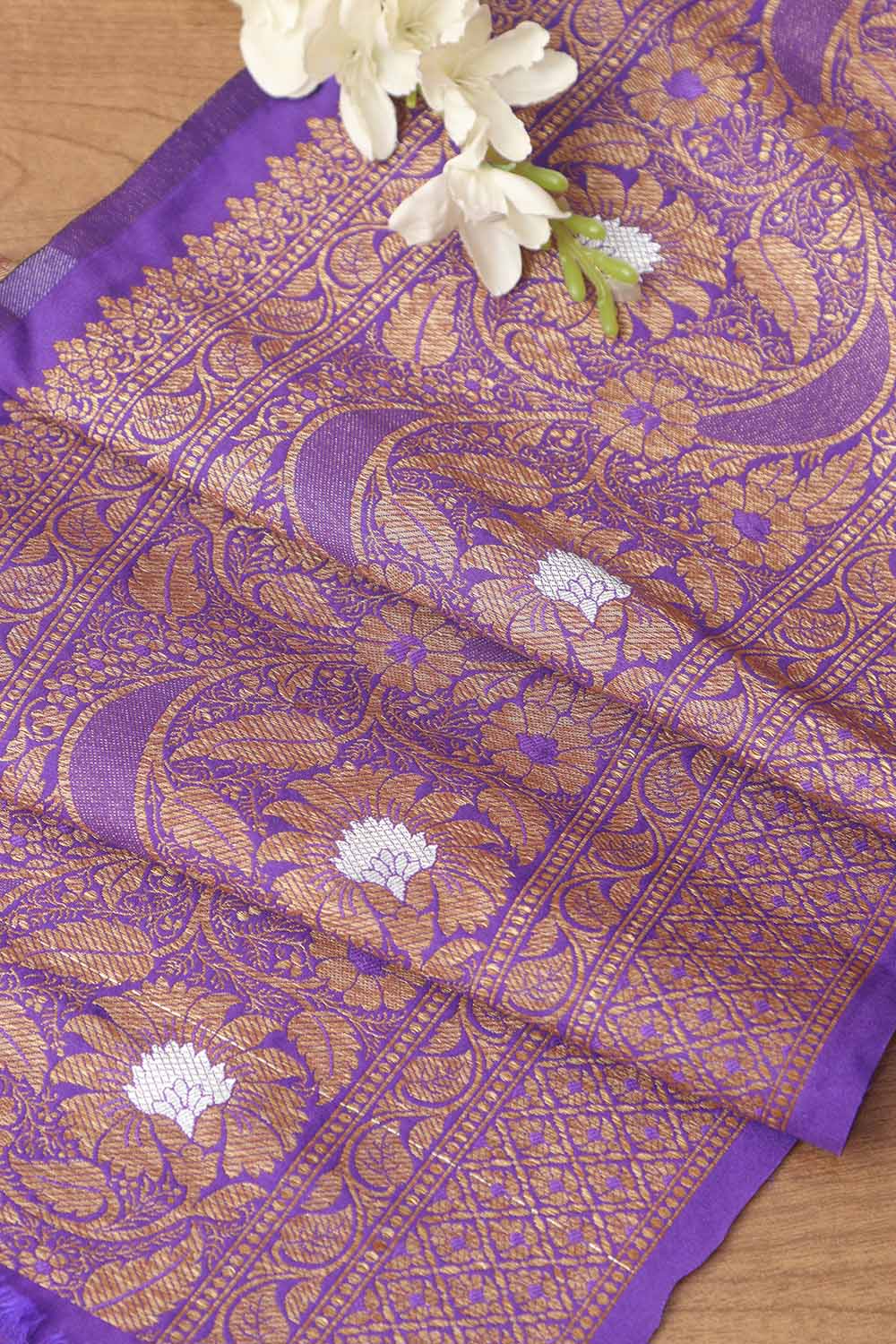 Beautiful Purple Banarasi Silk Lace ( 1 Mtr ) - Luxurion World