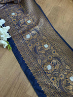 Elegant Blue Banarasi Silk Lace ( 1 Mtr ) - Luxurion World