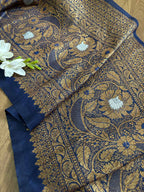 Elegant Blue Banarasi Silk Lace ( 1 Mtr ) - Luxurion World