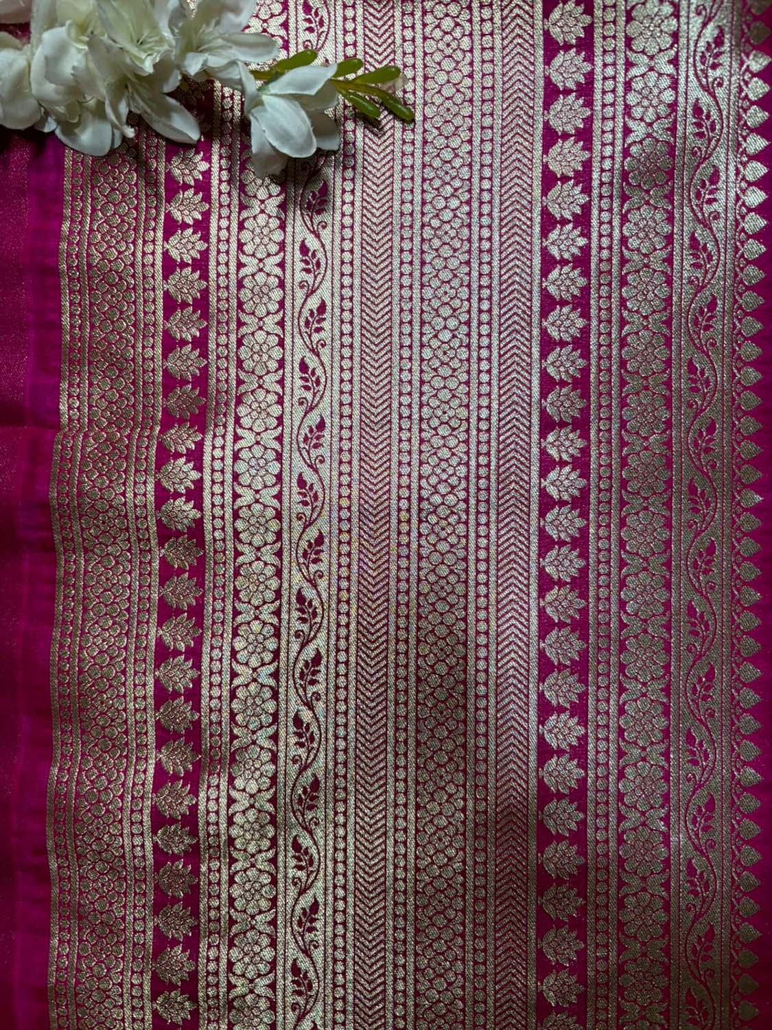Elegant Pink Banarasi Silk Lace ( 3.5 Mtr) - Luxurion World