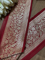 Red Banarasi Silk Lace: Classic Beauty (1 Mtr) - Luxurion World