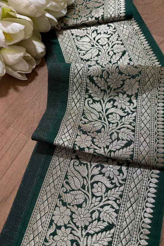 Green Banarasi Silk Lace: Elegant and Luxurious (1 Mtr) - Luxurion World