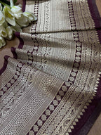 Elegant Maroon Banarasi Silk Lace (1 Mtr) - Luxurion World