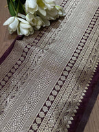 Elegant Maroon Banarasi Silk Lace (1 Mtr) - Luxurion World