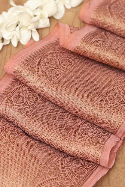 Pink Banarasi Antique Zari Cotton Lace ( 1 Mtr ) - Luxurion World