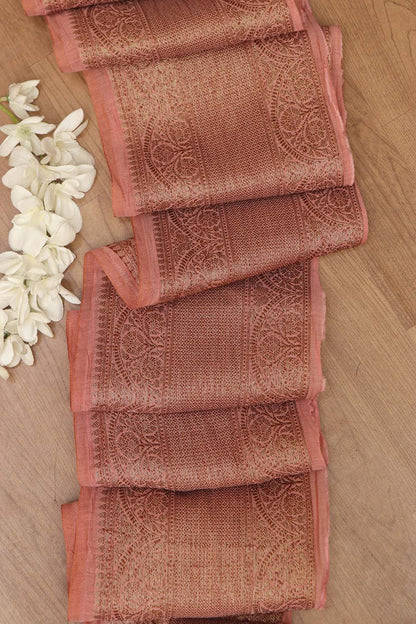 Pink Banarasi Antique Zari Cotton Lace ( 1 Mtr ) - Luxurion World