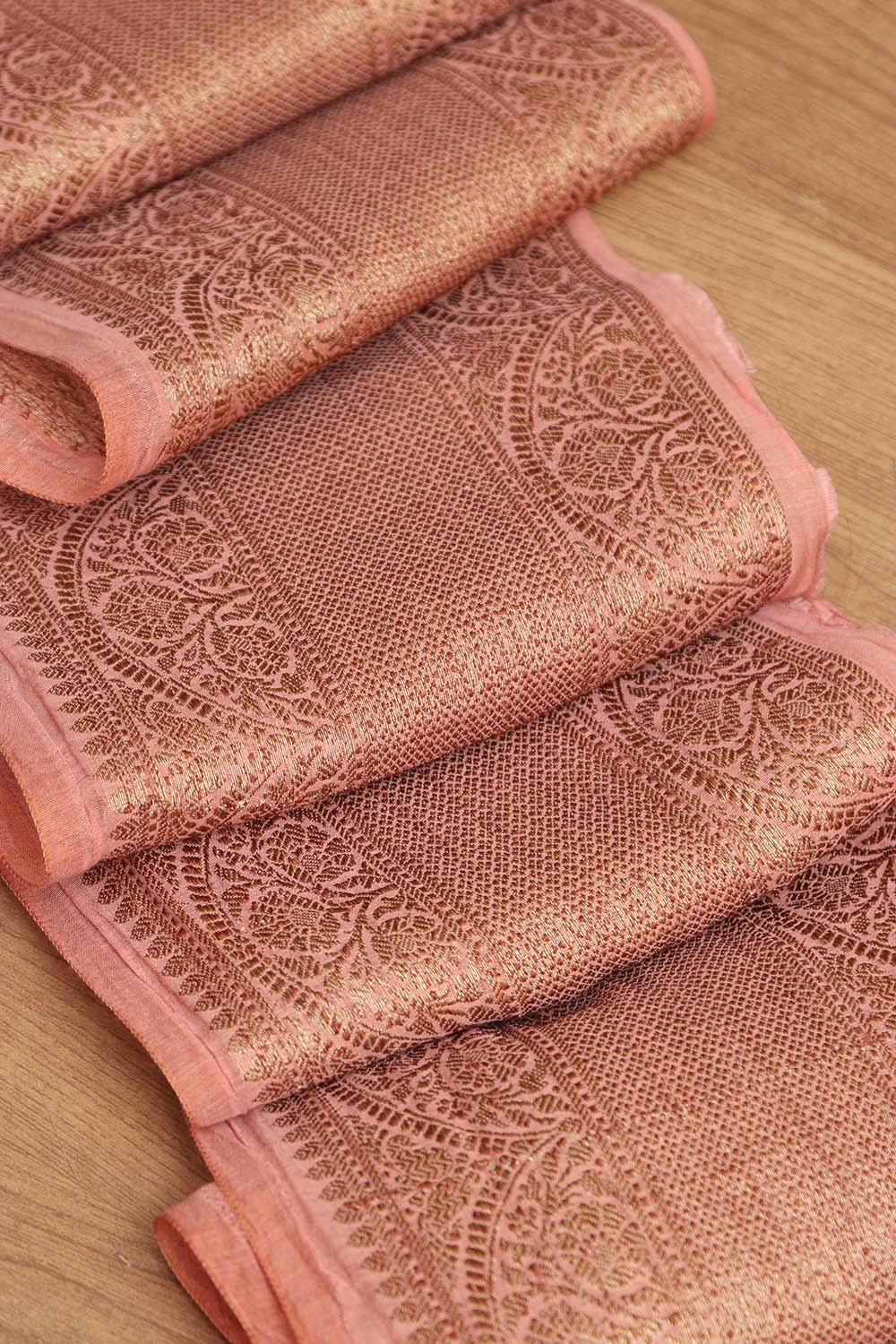 Pink Banarasi Antique Zari Cotton Lace ( 1 Mtr ) - Luxurion World