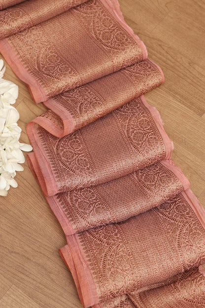 Pink Banarasi Antique Zari Cotton Lace ( 1 Mtr ) - Luxurion World
