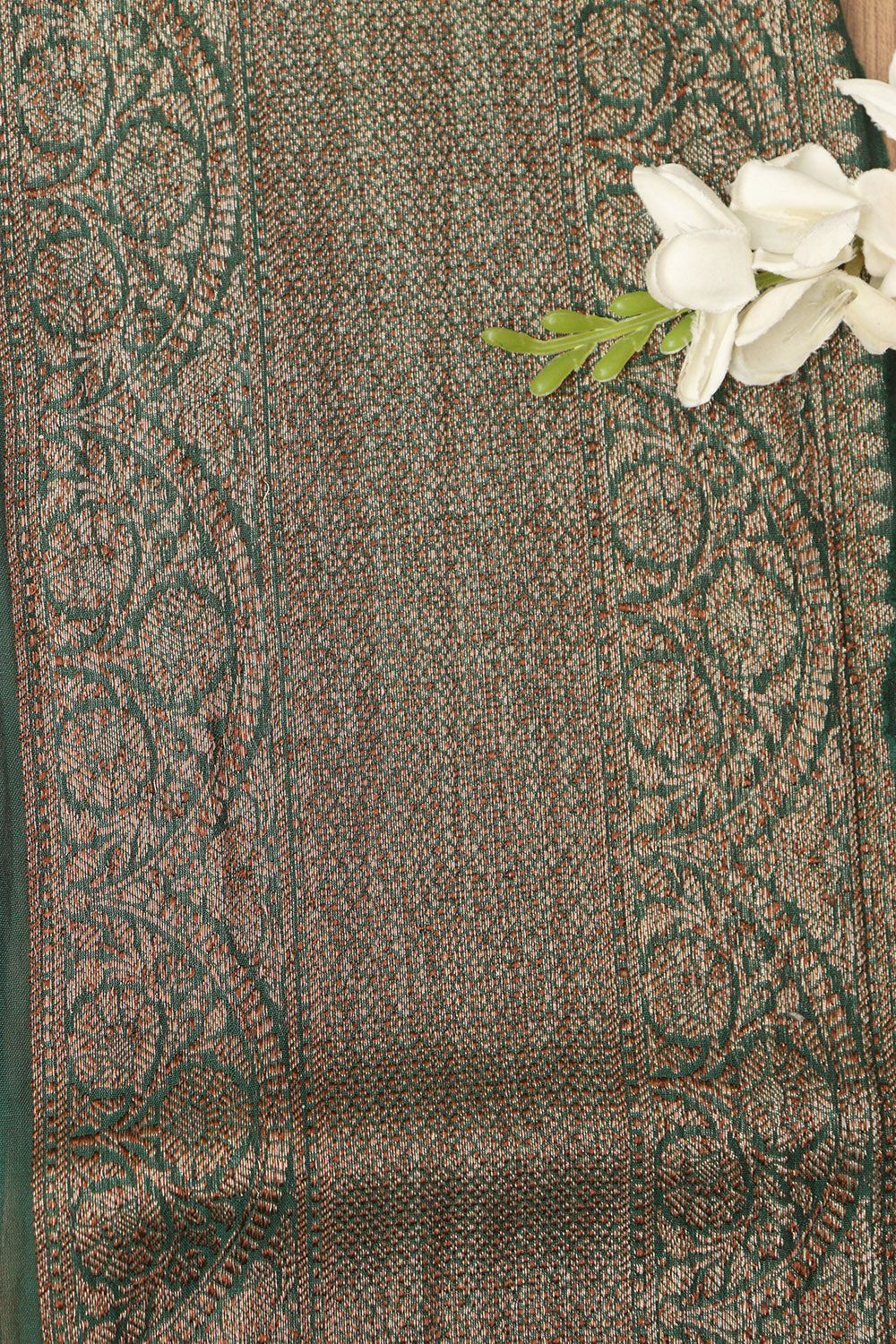 Green Banarasi Antique Zari Cotton Lace ( 1 Mtr ) - Luxurion World