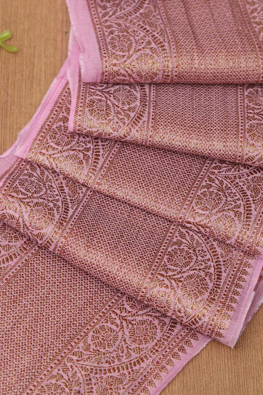 Pink Banarasi Antique Zari Cotton Lace ( 1 Mtr ) - Luxurion World