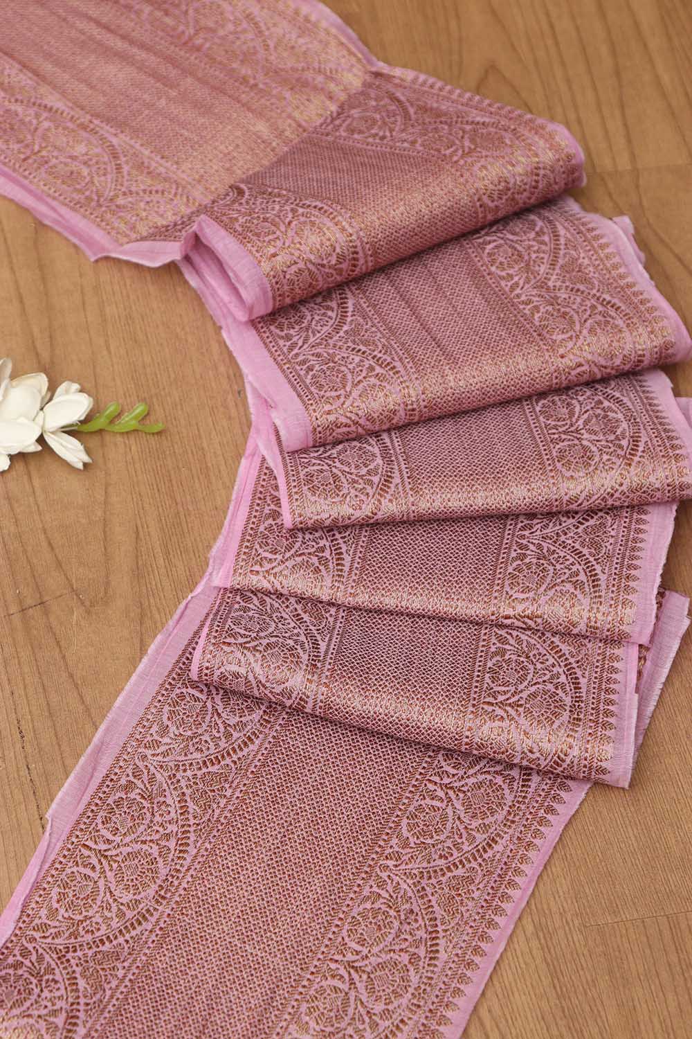 Pink Banarasi Antique Zari Cotton Lace ( 1 Mtr ) - Luxurion World