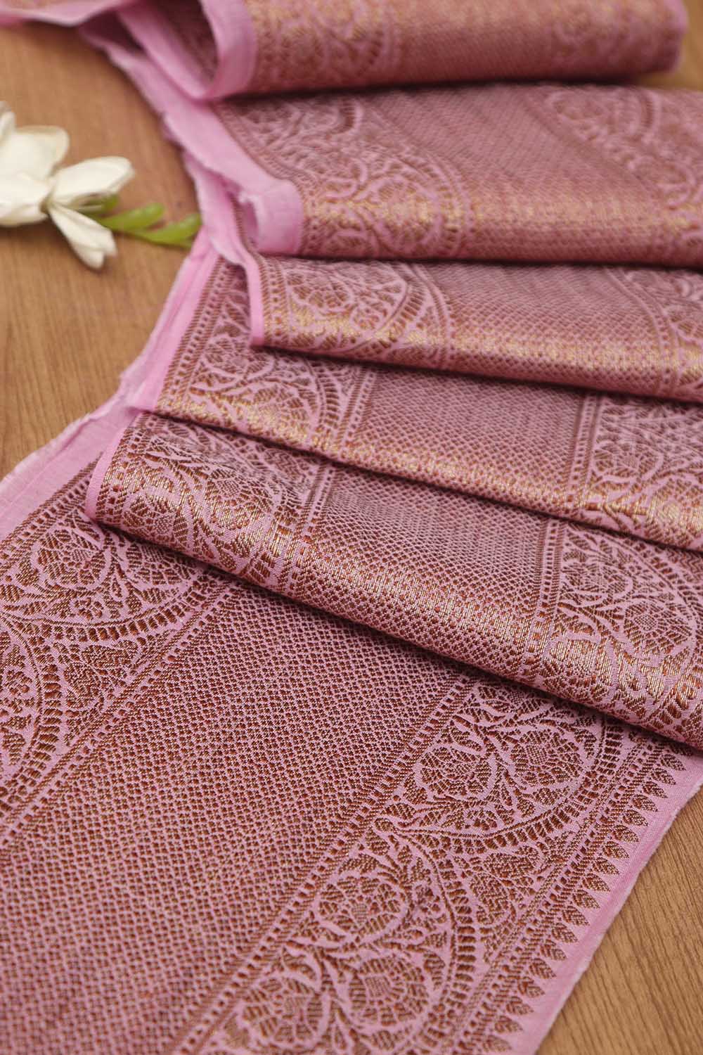 Pink Banarasi Antique Zari Cotton Lace ( 1 Mtr ) - Luxurion World
