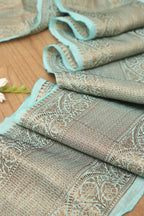 Blue Banarasi Antique Zari Cotton Lace ( 0.75 Mtr ) - Luxurion World