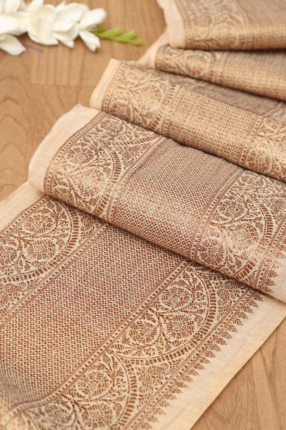 Elegant Pastel Banarasi Antique Zari Cotton Lace ( 1 Mtr ) - Luxurion World