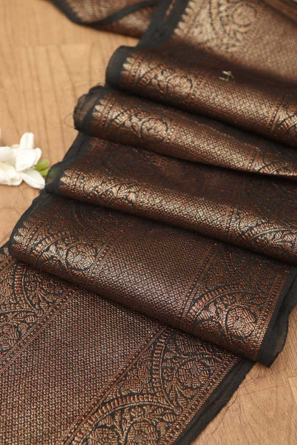 Black Banarasi Antique Zari Cotton Lace ( 1 Mtr ) - Luxurion World