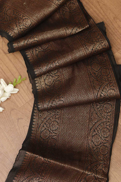 Black Banarasi Antique Zari Cotton Lace ( 1 Mtr ) - Luxurion World