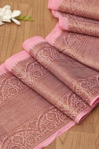 Pink Banarasi Antique Zari Cotton Lace ( 1 Mtr ) - Luxurion World