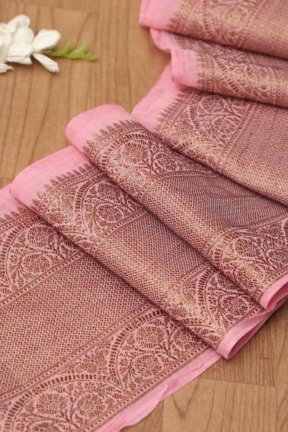 Pink Banarasi Antique Zari Cotton Lace ( 1 Mtr ) - Luxurion World