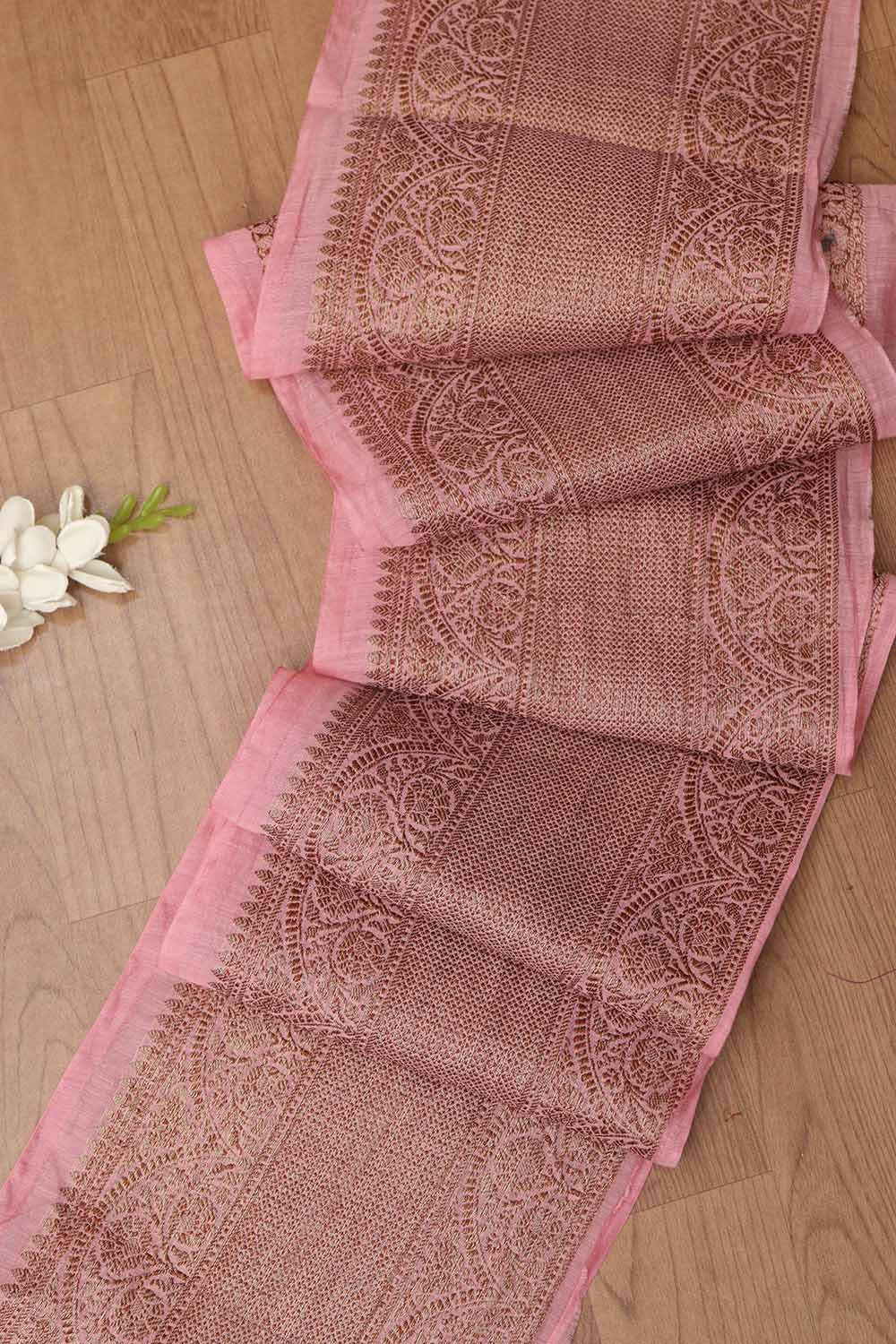Pink Banarasi Antique Zari Cotton Lace ( 1 Mtr ) - Luxurion World