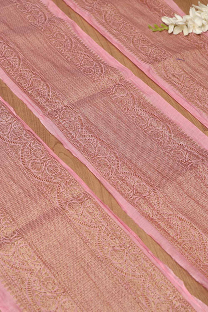 Pink Banarasi Antique Zari Cotton Lace ( 1 Mtr ) - Luxurion World