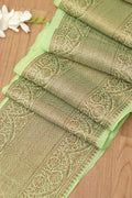 Green Banarasi Antique Zari Cotton Lace ( 1 Mtr ) - Luxurion World