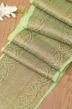 Green Banarasi Antique Zari Cotton Lace ( 1 Mtr ) - Luxurion World