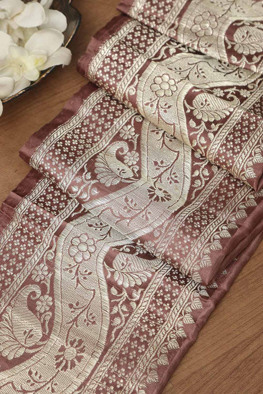 Pink Banarasi Handloom Vintage Pure Silk Border ( 1 Mtr ) - Luxurion World