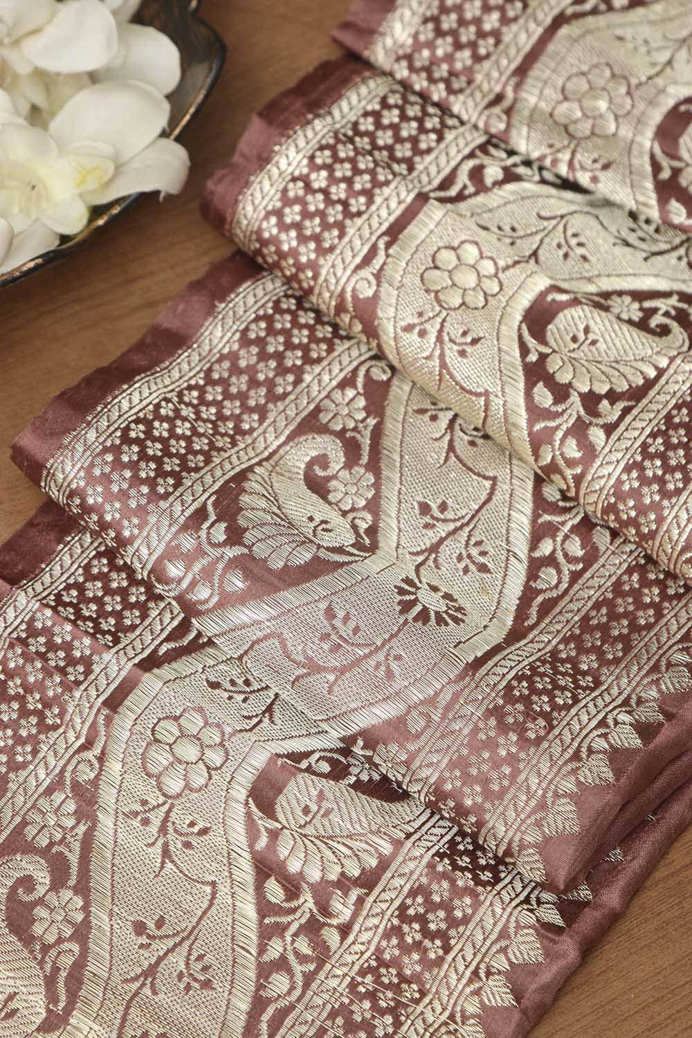 Pink Banarasi Handloom Vintage Pure Silk Border ( 1 Mtr ) - Luxurion World
