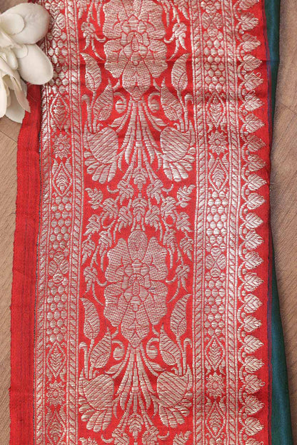 Red Banarasi Handloom Vintage Pure Silk Border ( 1 Mtr ) - Luxurion World