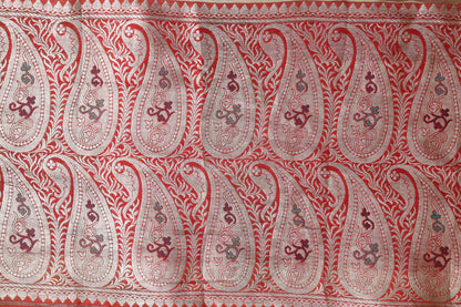 Red Banarasi Handloom Vintage Pure Silk Border ( 0.5 Mtr ) - Luxurion World