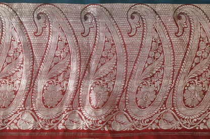Elegant Maroon Banarasi Handloom Vintage Pure Silk Border ( 0.75 Mtr ) - Luxurion World