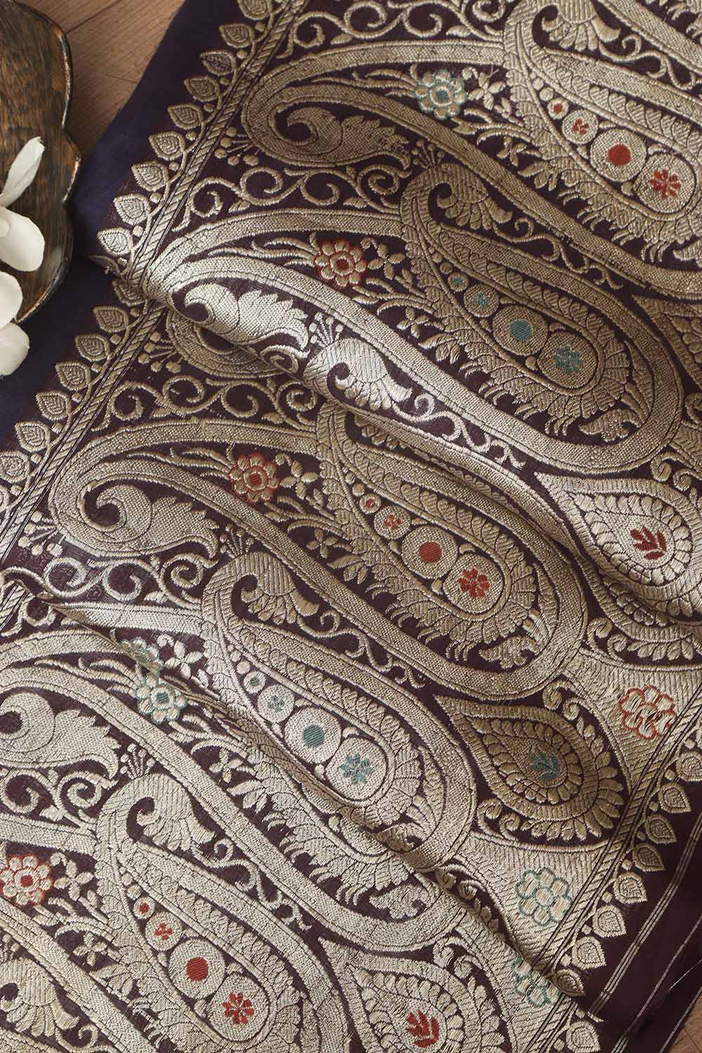 Elegant Maroon Banarasi Handloom Vintage Pure Silk Border ( 0.75 Mtr ) - Luxurion World