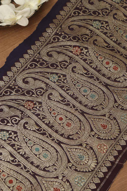 Elegant Maroon Banarasi Handloom Vintage Pure Silk Border ( 0.75 Mtr ) - Luxurion World