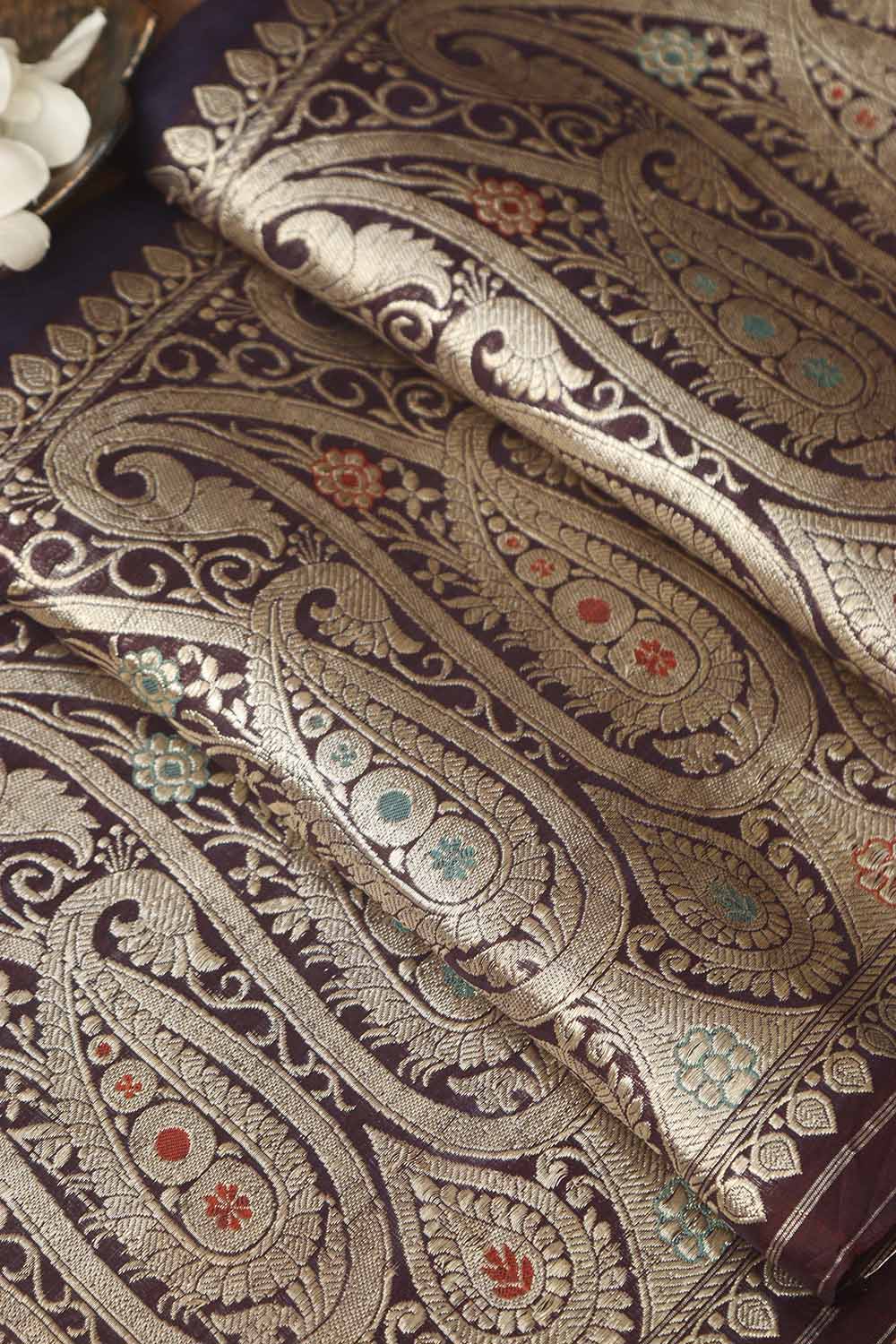 Elegant Maroon Banarasi Handloom Vintage Pure Silk Border ( 0.75 Mtr ) - Luxurion World