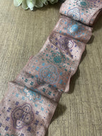 Pink Banarasi Handloom Vintage Pure Silk Border ( 0.5 Mtr ) - Luxurion World