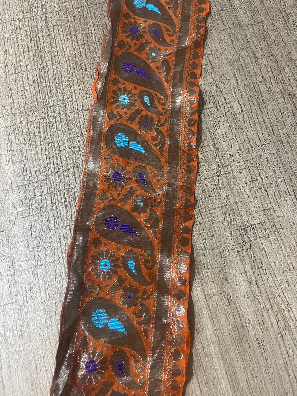 Orange Banarasi Handloom Vintage Pure Silk Border (2.5 Mtr ) - Luxurion World