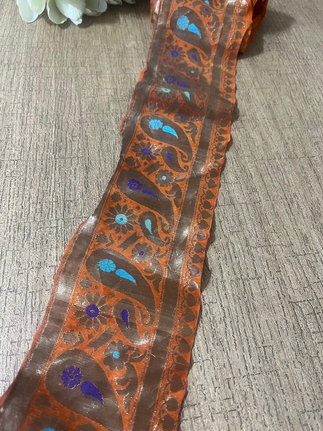 Orange Banarasi Handloom Vintage Pure Silk Border (2.5 Mtr ) - Luxurion World