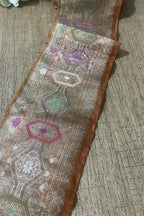 Brown Banarasi Handloom Vintage Pure Silk Border ( 0.75 Mtr ) - Luxurion World