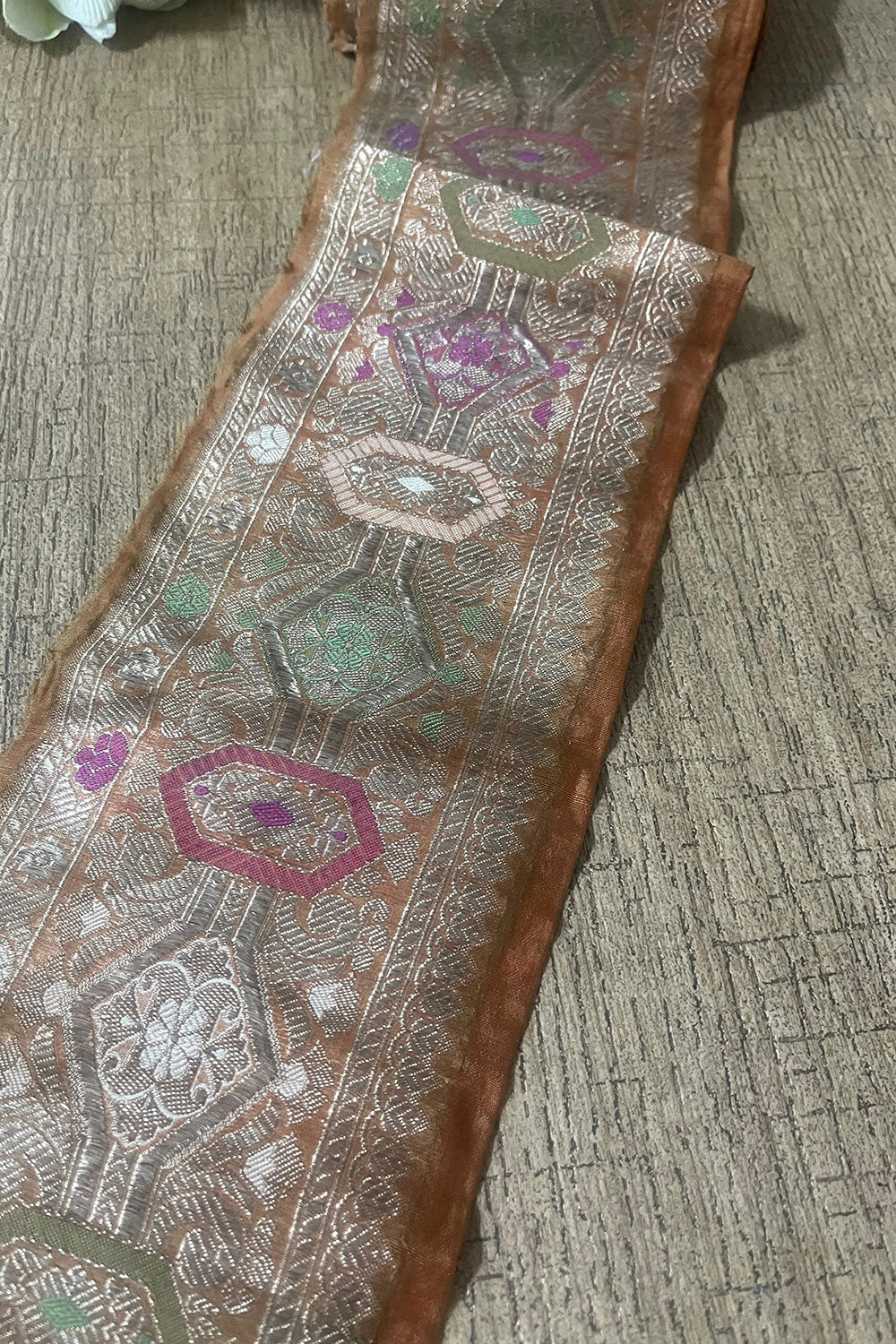 Brown Banarasi Handloom Vintage Pure Silk Border ( 0.75 Mtr ) - Luxurion World
