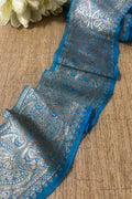 Blue Banarasi Handloom Vintage Pure Silk Border ( 2.5 Mtr ) - Luxurion World