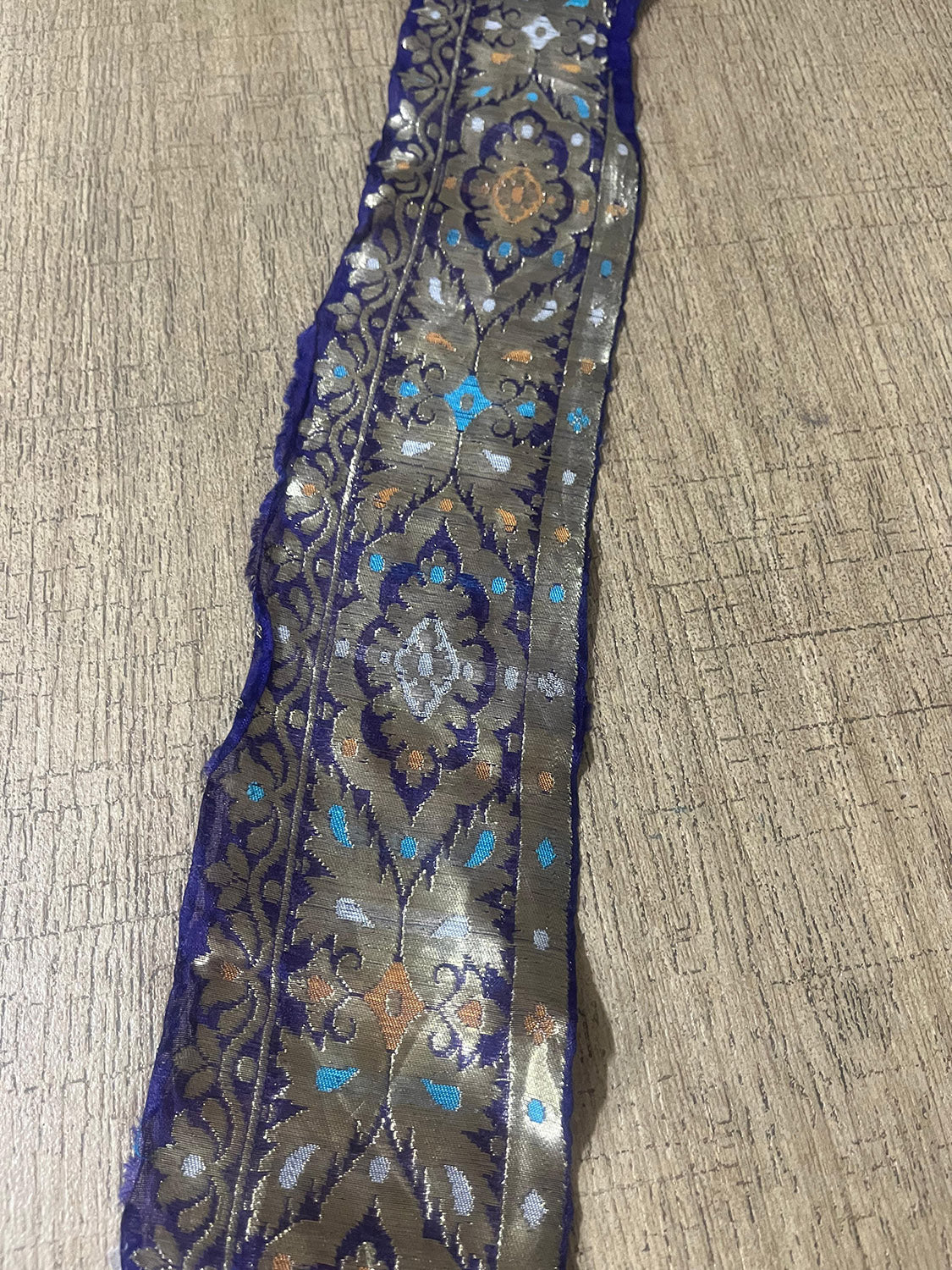 Exquisite Purple Banarasi Handloom Vintage Pure Silk Border ( 1 Mtr ) - Luxurion World