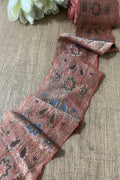Peach Banarasi Handloom Vintage Pure Silk Border ( 1 Mtr ) - Luxurion World