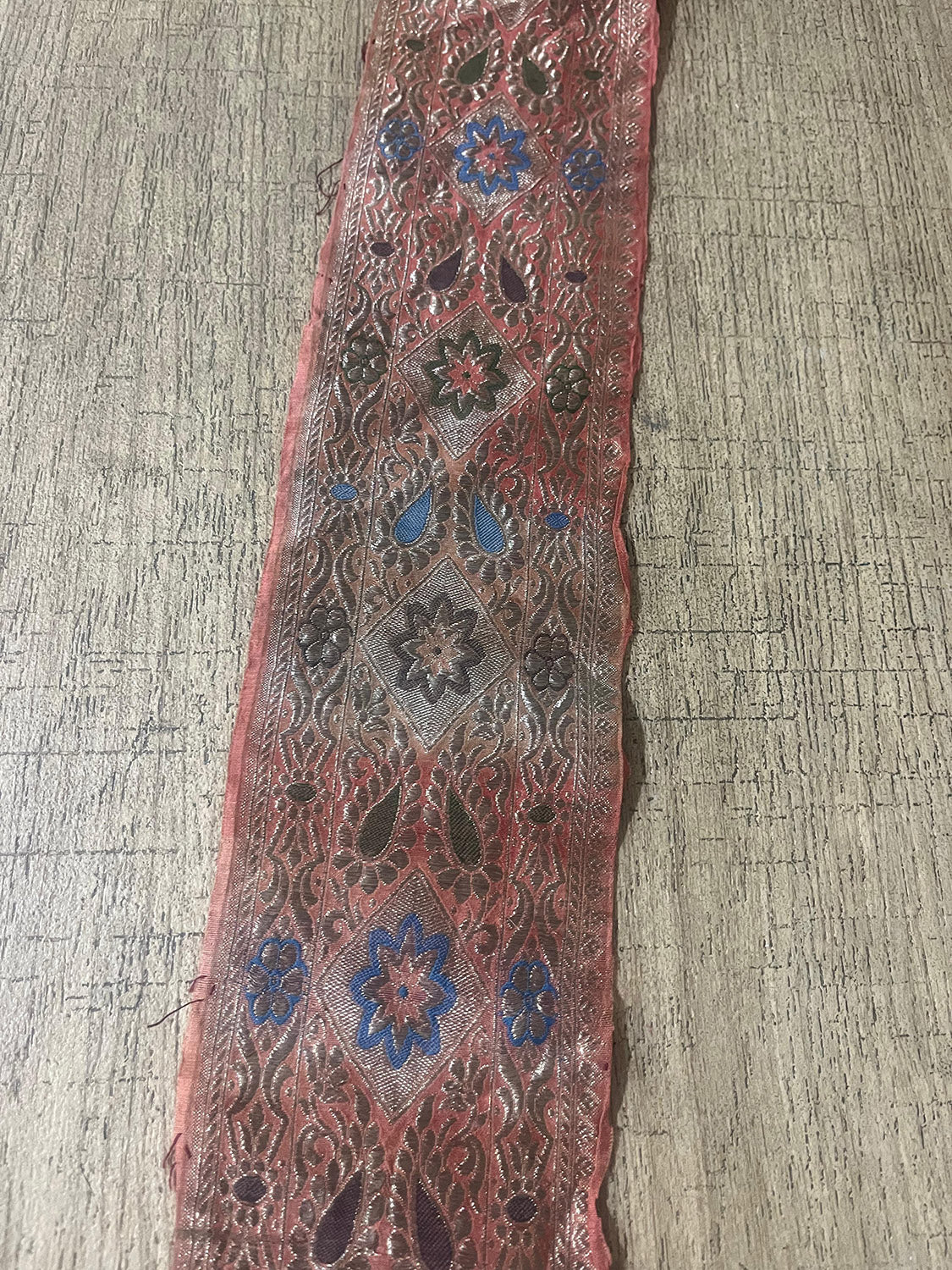 Peach Banarasi Handloom Vintage Pure Silk Border ( 1 Mtr ) - Luxurion World