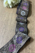 Exquisite Black Banarasi Handloom Vintage Pure Silk Border ( 2.5 Mtr ) - Luxurion World