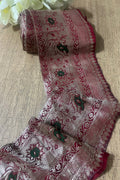 Pink Banarasi Handloom Vintage Pure Silk Border ( 1 Mtr ) - Luxurion World