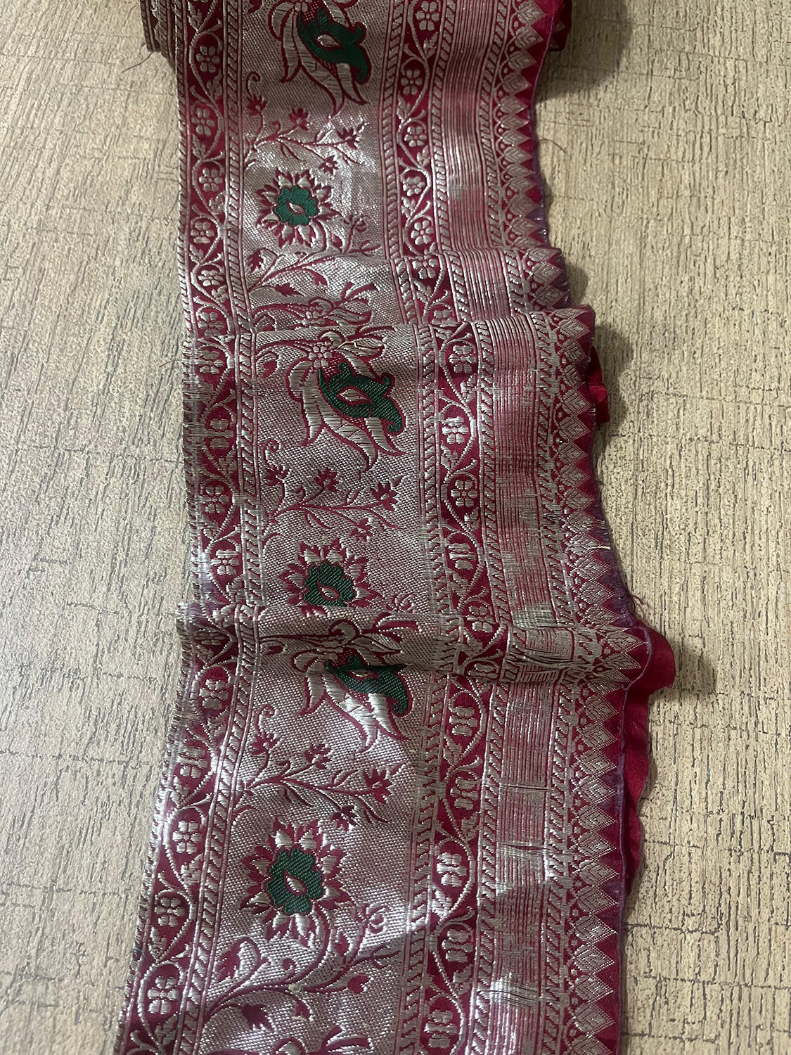 Pink Banarasi Handloom Vintage Pure Silk Border ( 1 Mtr ) - Luxurion World