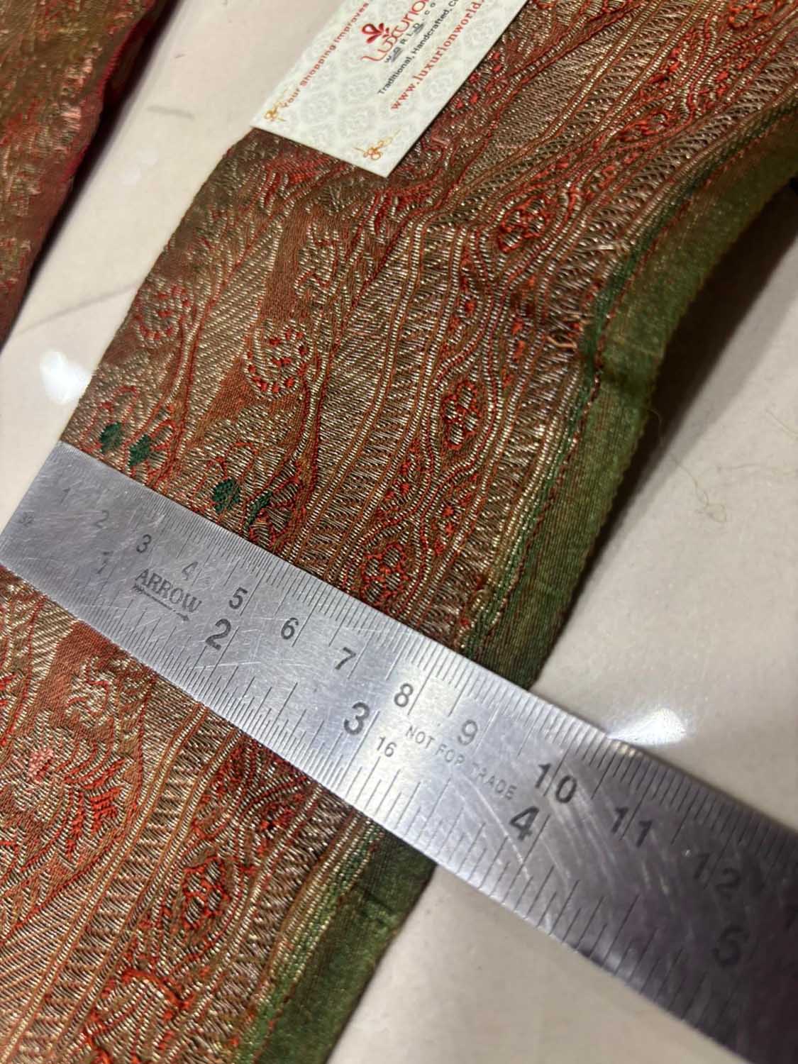 Orange Pure Silk Vintage Banarasi Border Lace ( 1 Mtr ) - Luxurion World